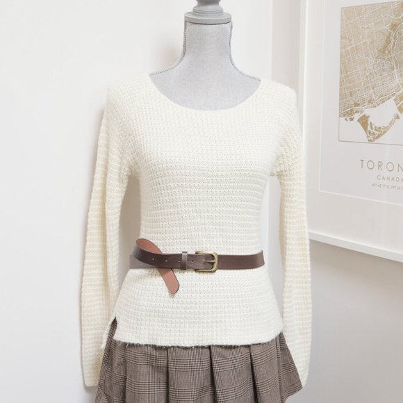 Vanilla Off-white Waffle Knit Sweater 🍦 VERO MODA - Picture 2 of 6